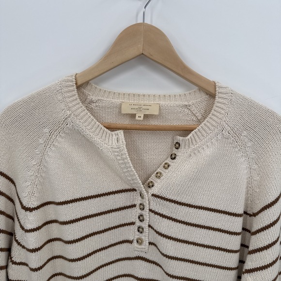 Sezane Womens Brown Ecru Leontine Knit Sweater Size XS 100% Cotton French Style - Picture 2 of 10